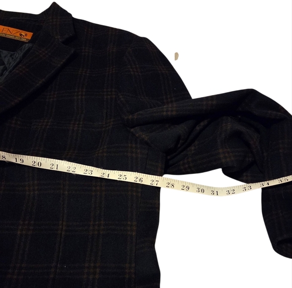 Enzo Tovare Wool Car Coat Men's 54 L Blue Orange Plaid Lined Insulated Jacket - Picture 8 of 15